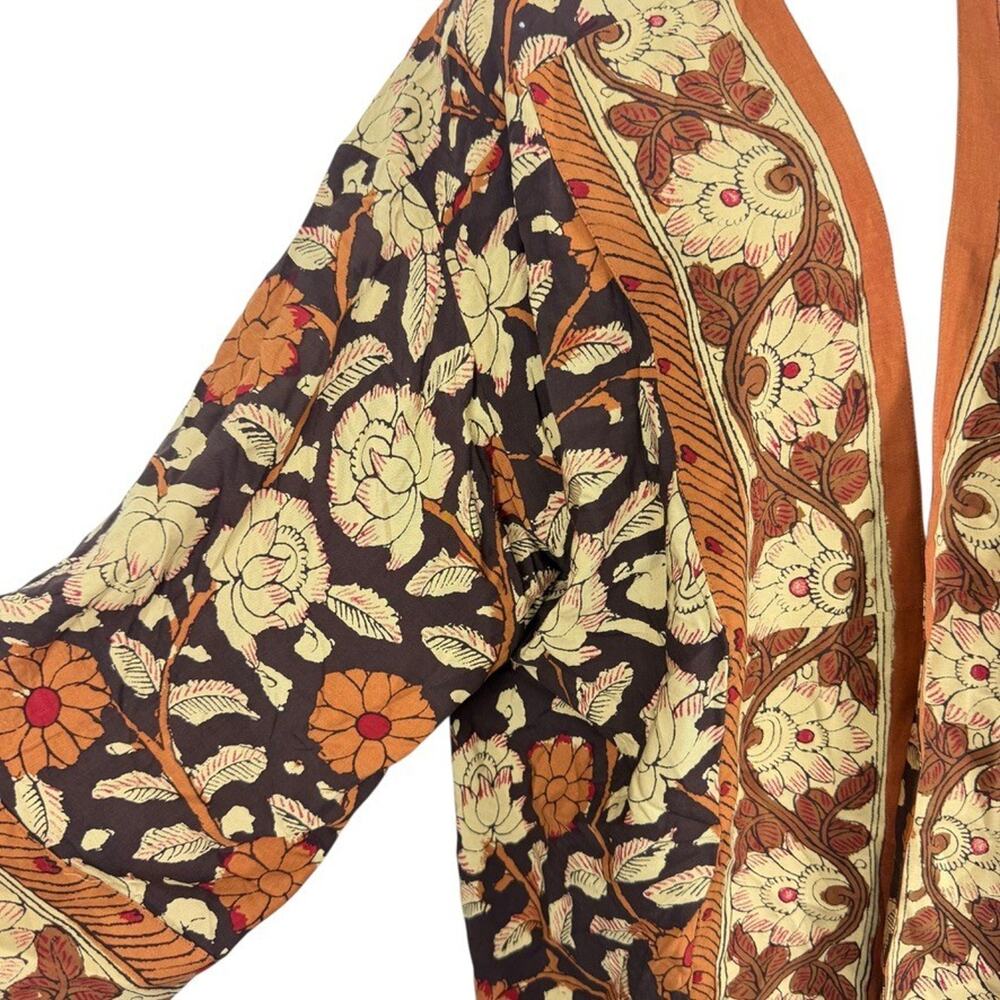Soft Surroundings Womens Plus Size Floral Brown Kimono Open Jacket Lagenlook 1X - Picture 2 of 16